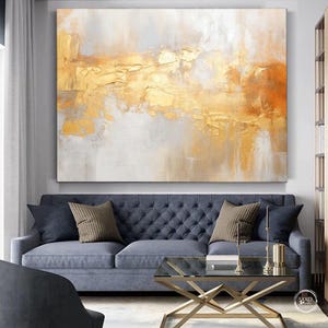 Handmade Gold Leaf Painting on Canvas | Abstract Fine Art Wall Decor | Original Luxury Artwork Elegant Gold Leaf fine Art Gold Foil Wall Art