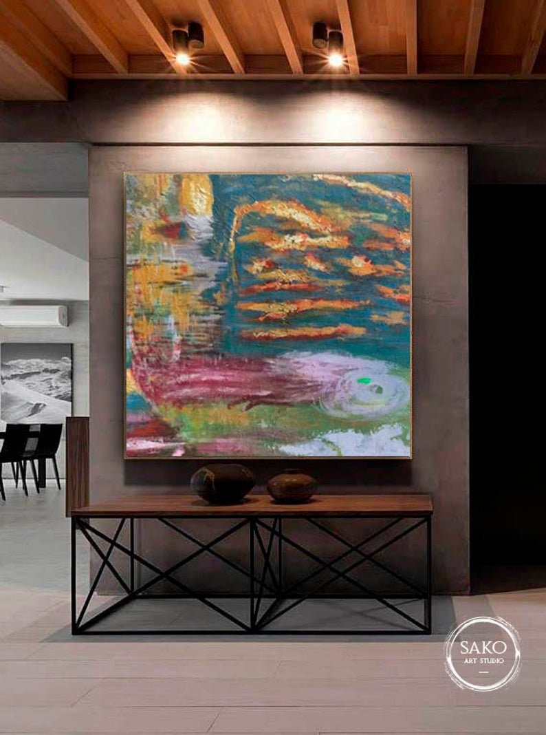 Pintura De Paisaje Pintura Al óleo Abstracta Original Grande Etsy