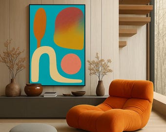 Pintura abstracta geométrica colorida, gran pintura acrílica figurativa abstracta sobre lienzo, arte mural extragrande, arte moderno/obra de arte original