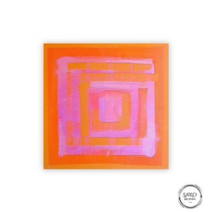 Large Original Labyrinth Abstract Oil Painting / Pink Orange Labyrinth Painting / Colorful Acrylic Canvas Art / Labyrinth Art Decor image 5