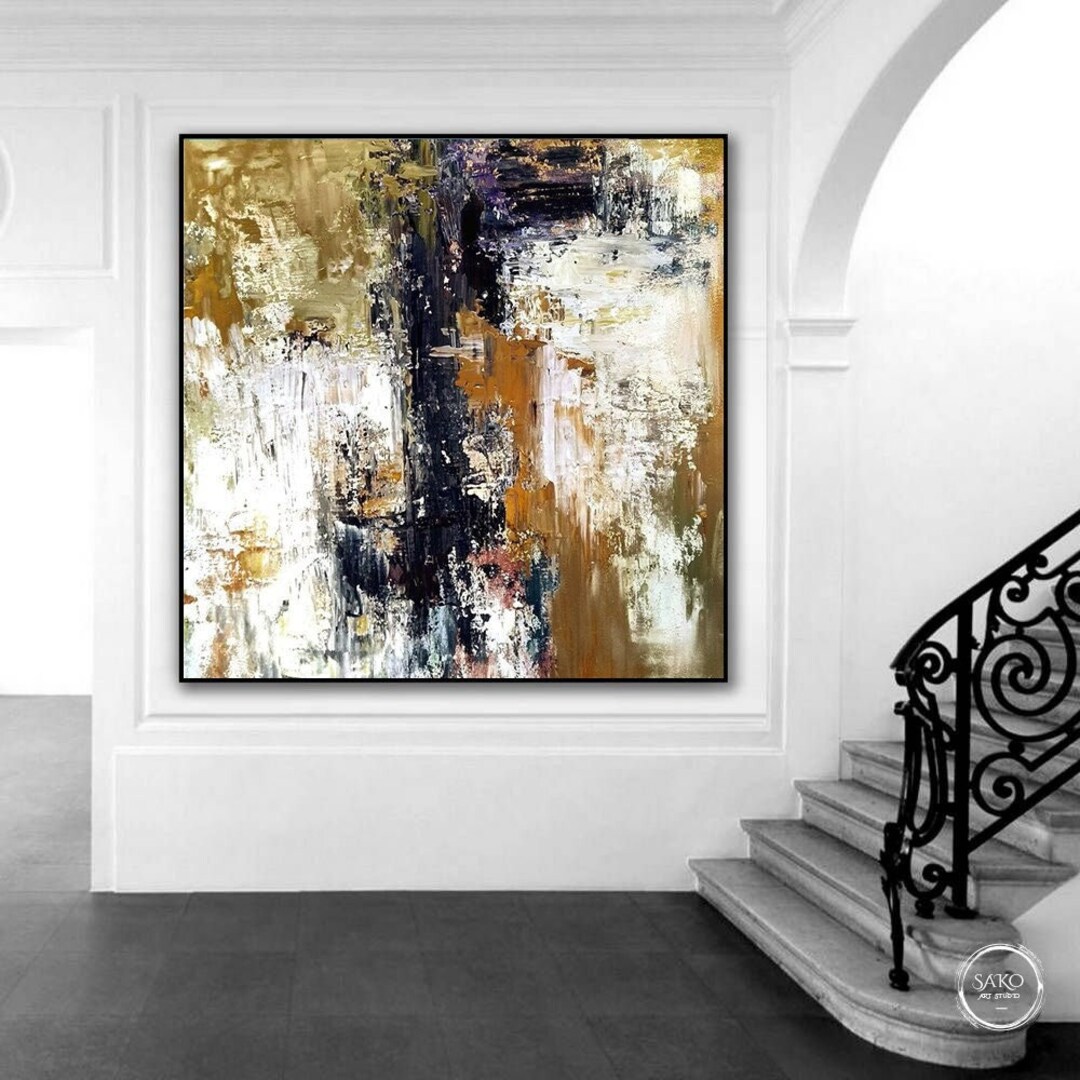 Abstract Gold Leaf Painting Extra Large Wall Art Abstract Acrylic ...