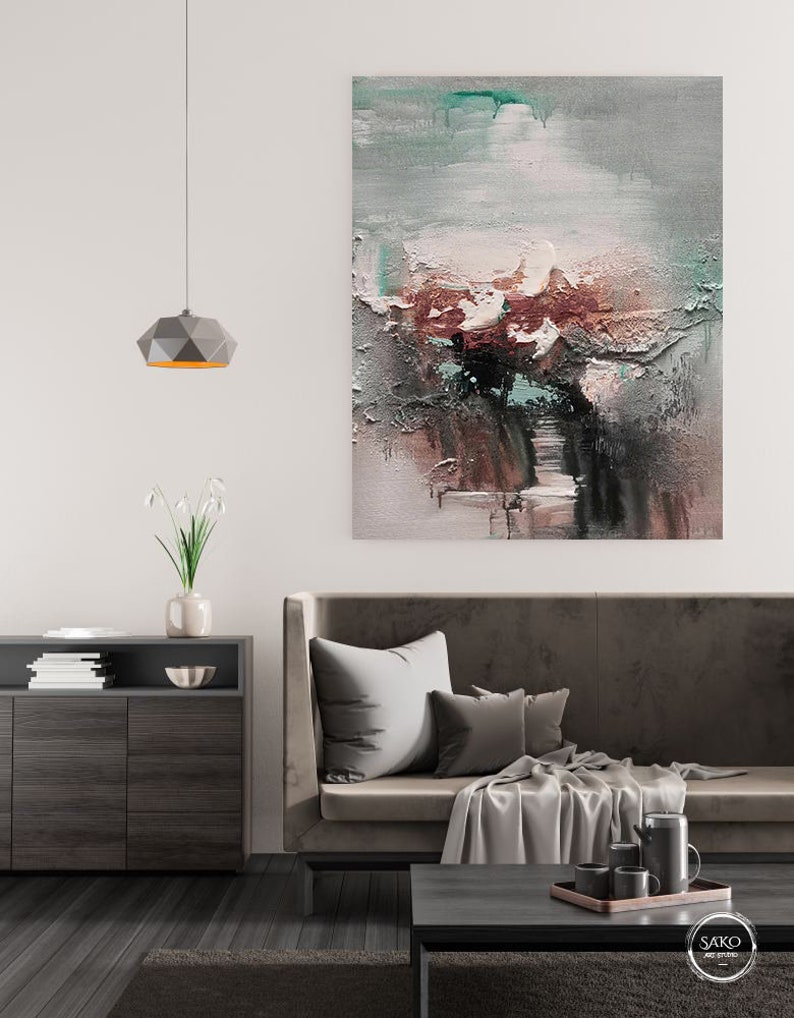 Large Painting on Canvas Original Wall Art Black Painting Beige ...