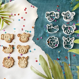 Cute Jungle Animal cookie cutters for kids, original birthday treat, Jungle theme decoration for table, Wild One Baby