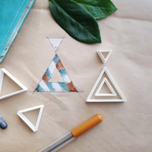 Triangle Cutter Set for Jewellery, Polimer Clay Earrings, Fondant, Concrete Earring cutter image 1