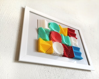 90s WALL DECOR, 3D printed decorative letters, bright colours