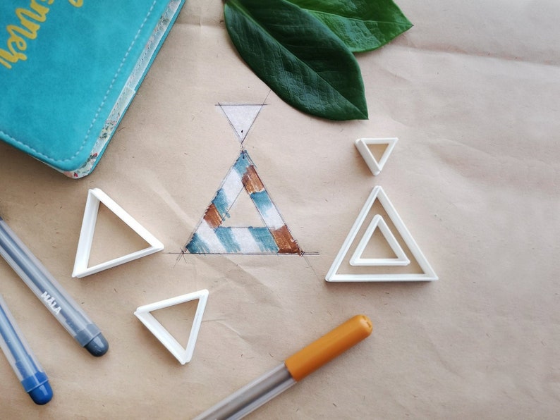 Triangle Cutter Set for Jewellery, Polimer Clay Earrings, Fondant, Concrete Earring cutter image 1