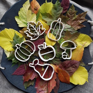 Autumn Woodland Theme COOKIE CUTTER SET (6 pcs) Fondant Cutters, Fall Cake Decoration, Plastic Cookie Cutters, Thanksgiving Baking Tools