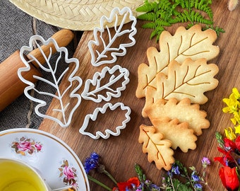 Emporte-pièces en feuilles de chêne de plusieurs tailles avec impression et sans impression