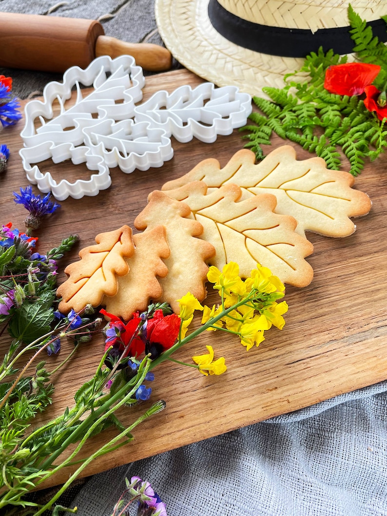 Formine per biscotti in foglia di quercia di dimensioni multiple con stampa e senza stampa immagine 3