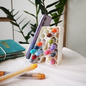 Soporte de teléfono personalizado, soporte de teléfono en forma de carta para escritorio,2 en 1 soporte de teléfono y organaizador, compatable con todo el iPhone, Samsung, HTC, etc