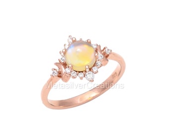 Australian Opal Ring, Women Ring, Promise Ring, Celestial Ring, Opal Engagement Ring, Moon of my life, Gift For Her, Opal Ring