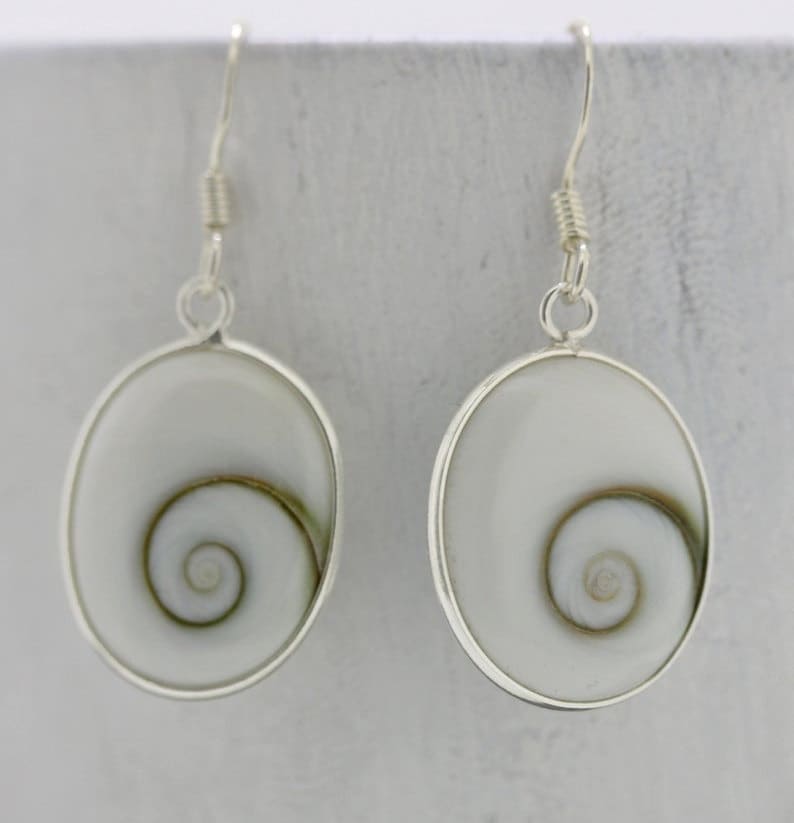 Shiva Shell Earrings Shiva Eye Jewelry 925 Sterling Silver Handmade Jewelry Beautiful Jewelry Gift Oval Shape Earrings Sale