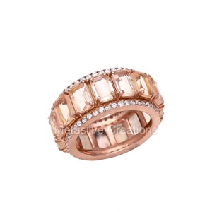 Pink Morganite Full Eternity Ring: Sterling Silver CZ Gemstone