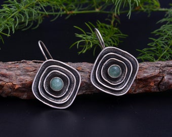 Aqua Chalcedony Earring, 925 Sterling Silver, Statement Jewelry, Boho Earrings, Dangle Earrings, Chalcedony Jewelry, Vintage Jewelry