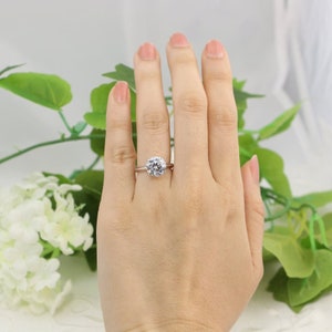 White Zircon Ring- Round Solitaire Ring- Engagement Ring- Bridal Ring- 925 Sterling Silver- Wedding Gift- Proposal Ring