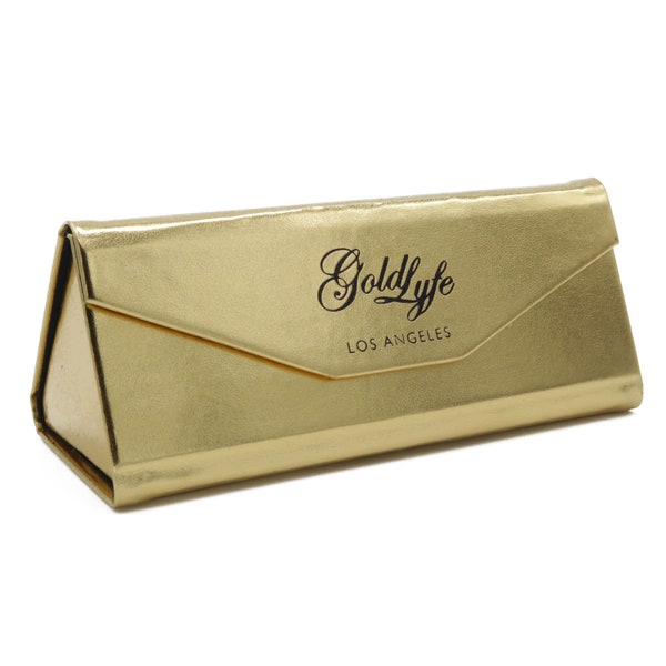 Foldable Eyeglass Case, Metallic Gold Reading Glasses Holder with Luxury Microfiber Cleaning Cloth