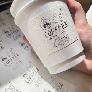 Etichetta adesiva con texture ruvida stampata a un colore personalizzata/etichetta, adesivi per barattoli di caffè/barattoli di tè/aziendali/matrimoni/regali