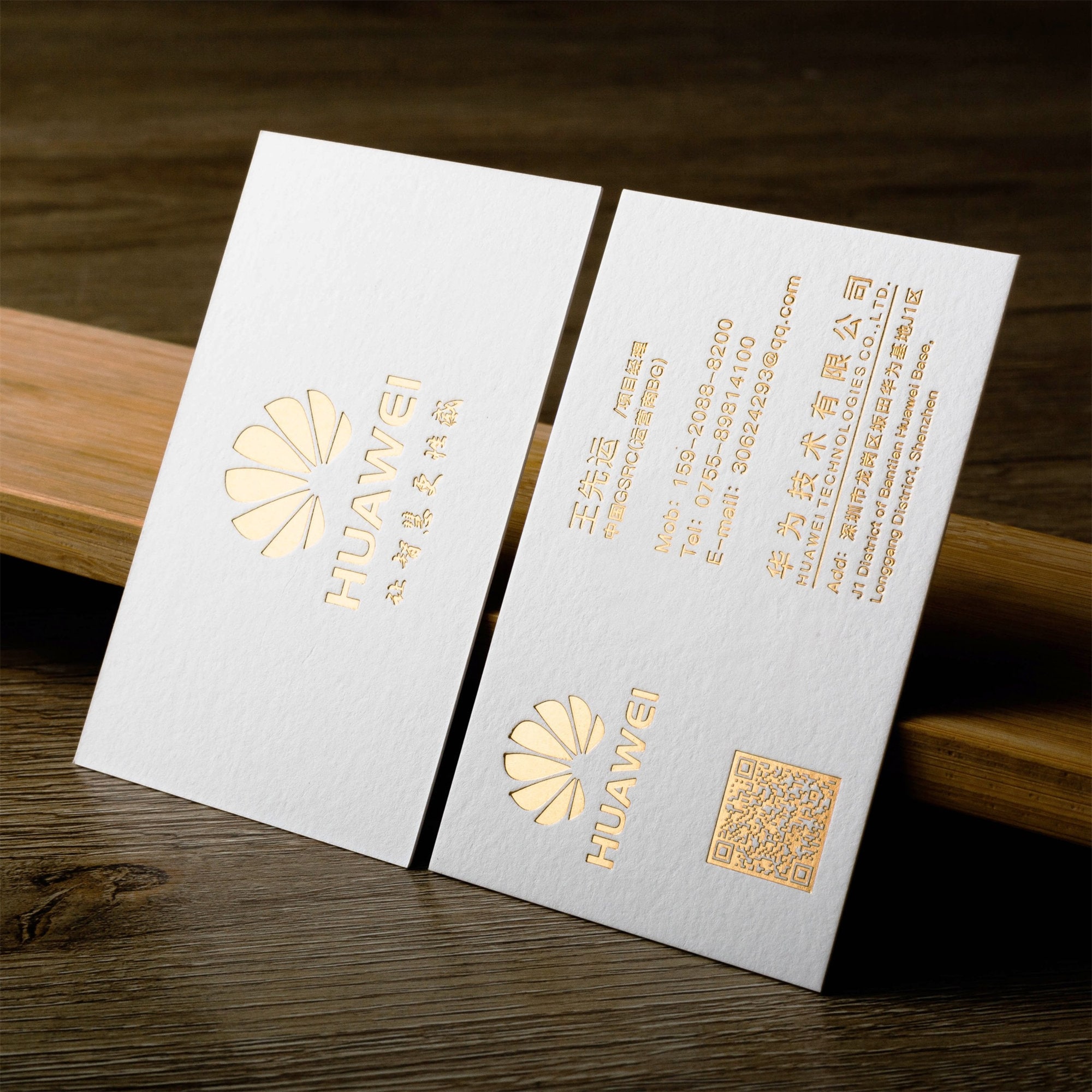 100 Luxury Gold Foil Business Cards Design and Print, QR Calling Cards ...