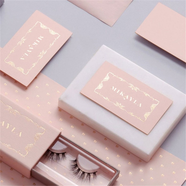 Luxury Pink Business Card with Gold foil, Gold foil Stamping Business Card ,Unique business card image 4