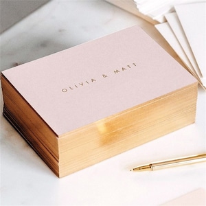 Luxury Pink Business Card with Gold foil, Gold foil Stamping Business Card ,Unique business card image 1