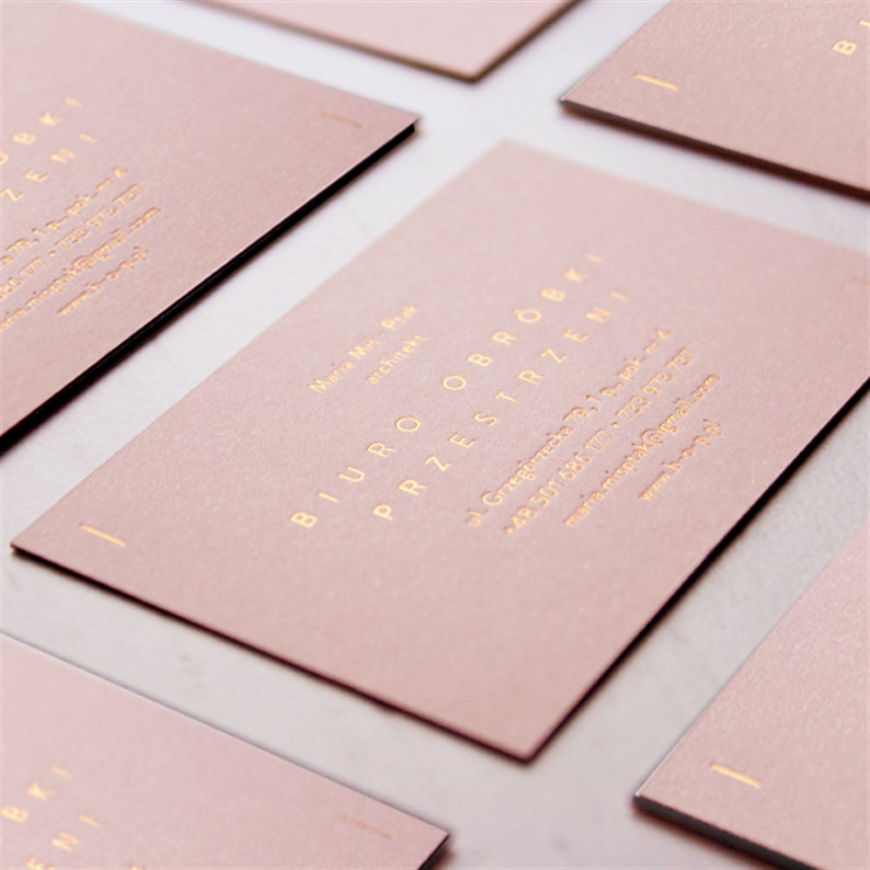 Luxury Pink Business Card with Gold foil, Gold foil Stamping Business Card ,Unique business card image 6