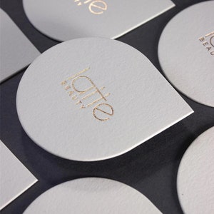 Die Cut Oval Form Blind Letterpress Die Cut Visitenkarten mit weißem Druck, Letterpress Visitenkarte, Custom Form und Design