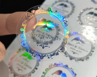 Holographic Clear Custom Stickers, Custom Product Labels, Holographic Foil Printing, Transparent Stickers, Any Shape Custom Stickers