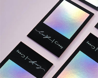 Luxury holographic foil Business Card Design and Print, Business Card with foil stamping, Pink/Black/Dark Navy business card