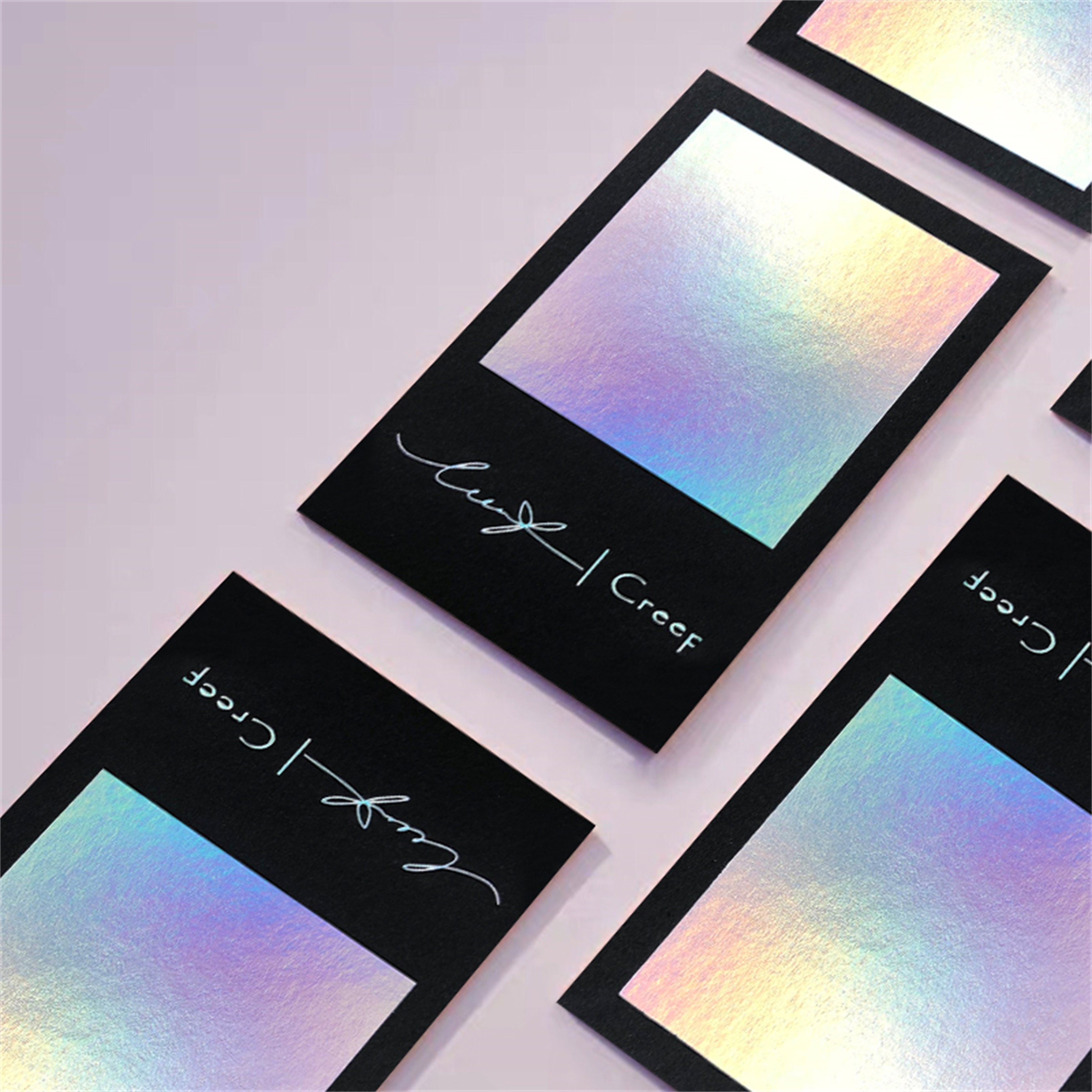 custom holographic business cards Custom Frosted Clear Business Cards With Holographic Foil and QR Code