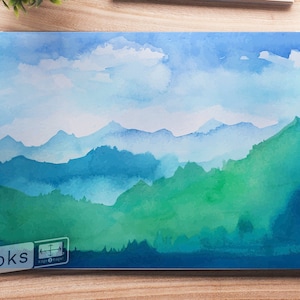 Watercolor Scenery Laptop Skin, Macbook Skin, Computer Decal Sticker Full Coverage Laptop Skin