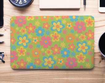 Retro 70s 60s Colorful Flower Daisy Pattern UNIVERSAL Laptop Skin, Computer Skin, Laptop Sticker Decal, Full Coverage Protective Laptop Skin