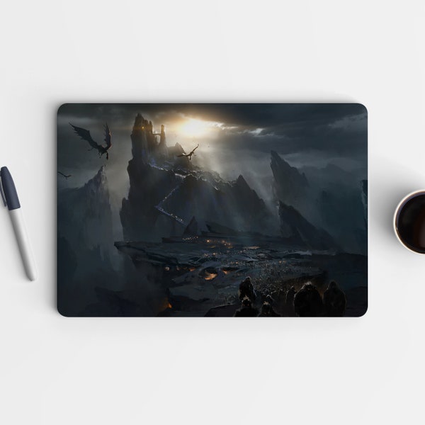 Mythical Fantasy Dark Castle Dragons Fire UNIVERSAL Laptop Skin, Computer Skin, Laptop Sticker Decal, Full Coverage Protective Laptop Skin