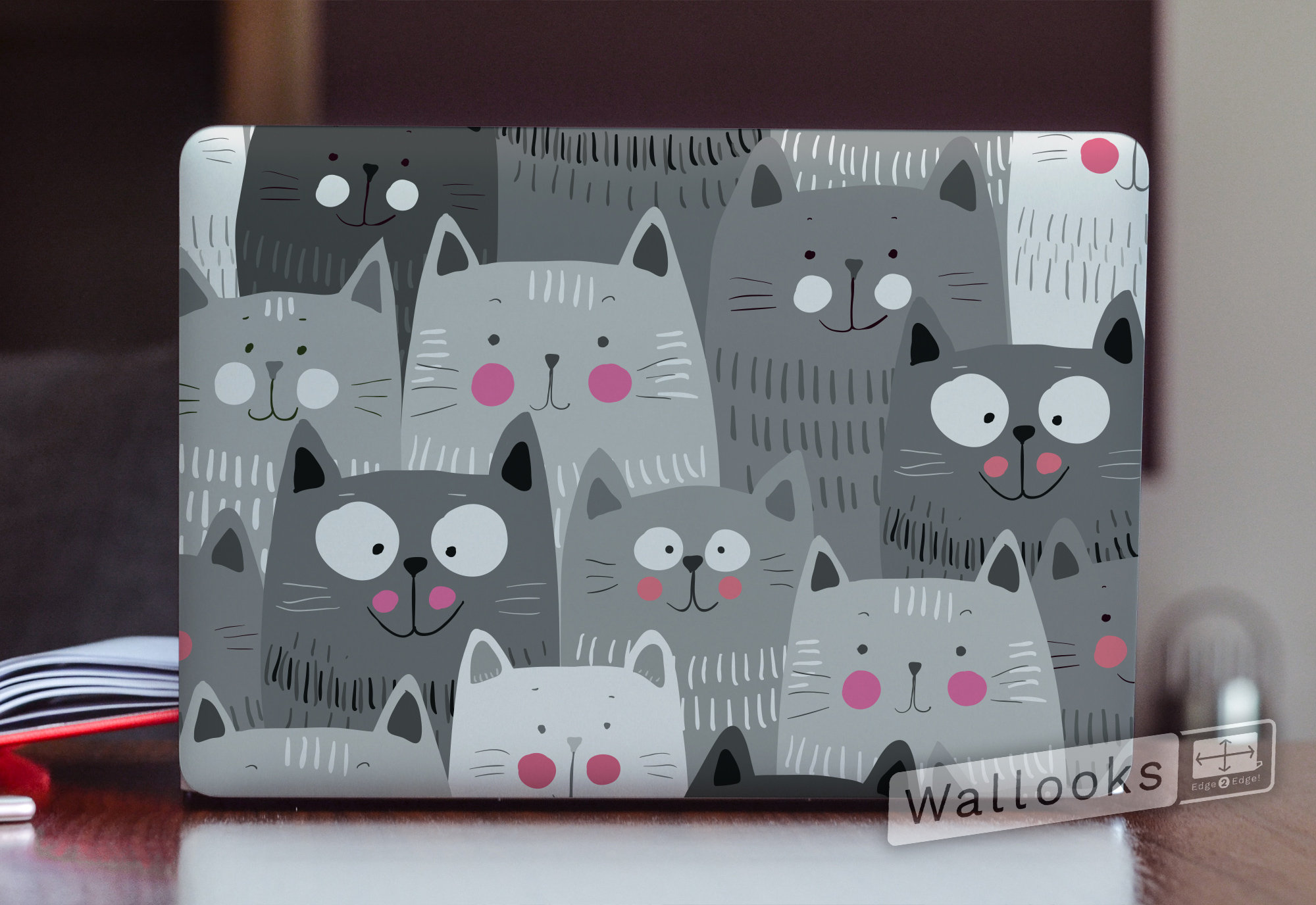 Crowd of Smiling Cats Illustration Laptop Skin, MacBook Skin, Computer ...