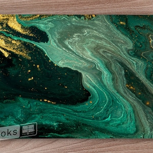 Groen mineraal met gouden textuur laptop huid, Macbook Huid, Computer Decal Sticker Volledige dekking Laptop Skin