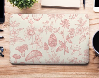 Pink & White Morel Mushrooms Clover Flowers UNIVERSAL Laptop Skin, Computer Skin, Laptop Sticker Decal, Full Coverage Protective Laptop Skin