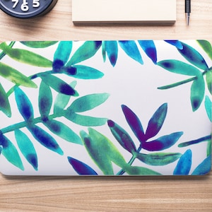 Colorful Watercolor Leaves Laptop Skin, Macbook Skin, Computer Decal Sticker Full Coverage Laptop Skin