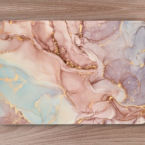 Soft Pastel Swirl w/ Rose Pink Aqua & Gold UNIVERSAL Laptop Skin, Computer Skin, Laptop Sticker Decal, Volledige dekking Beschermende Laptop Skin
