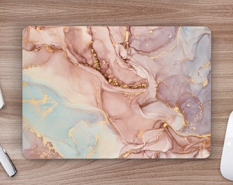 Soft Pastel Swirl w/ Rose Pink Aqua & Gold UNIVERSAL Laptop Skin, Computer Skin, Laptop Sticker Decal, Full Coverage Protective Laptop Skin