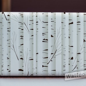 Birch Tree Forest Illustration Laptop Skin, Macbook Skin, Computer Decal Sticker Full Coverage Laptop Skin