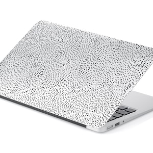 Bewegende zwarte streepjes op witte achtergrond UNIVERSELE laptophuid, computerhuid, laptopstickersticker, volledige dekking beschermende laptophuid