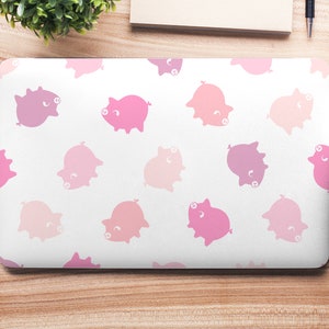 Sombras de cerdos de dibujos animados lindos rosados en blanco UNIVERSAL Laptop Skin, Computer Skin, Laptop Sticker Decal, Full Coverage Protective Laptop Skin