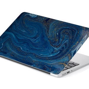 Abstract Blue Stone Marble Texture Laptop Skin, Macbook Skin, Computer Decal Sticker Full Coverage Laptop Skin