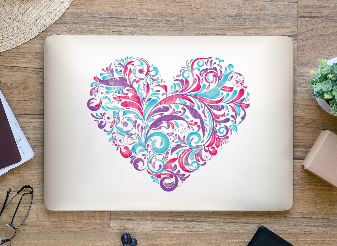 HEART FLOURISH UNIVERSAL Laptop Skin, Computer Skin, Laptop Sticker ...