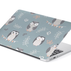 Sweet Sleepy Owls avec feuilles et Bunting UNIVERSAL Peau d’ordinateur portable, Peau d’ordinateur, Autocollant d’ordinateur portable, Couverture complète Protection de la peau d’ordinateur portable