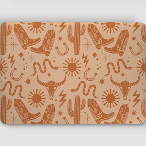 Orange Western Symbols Cowboy Cactus Desert UNIVERSAL Laptop Skin, Computer Skin, Laptop Sticker Decal, Full Coverage Protective Laptop Skin