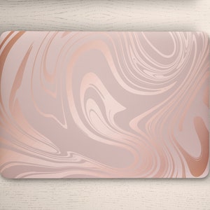 Rose Gold Faux Metallic Swirl on Dusty Rose UNIVERSAL Laptop Skin, Computer Skin, Laptop Sticker Decal, Full Coverage Protective Laptop Skin