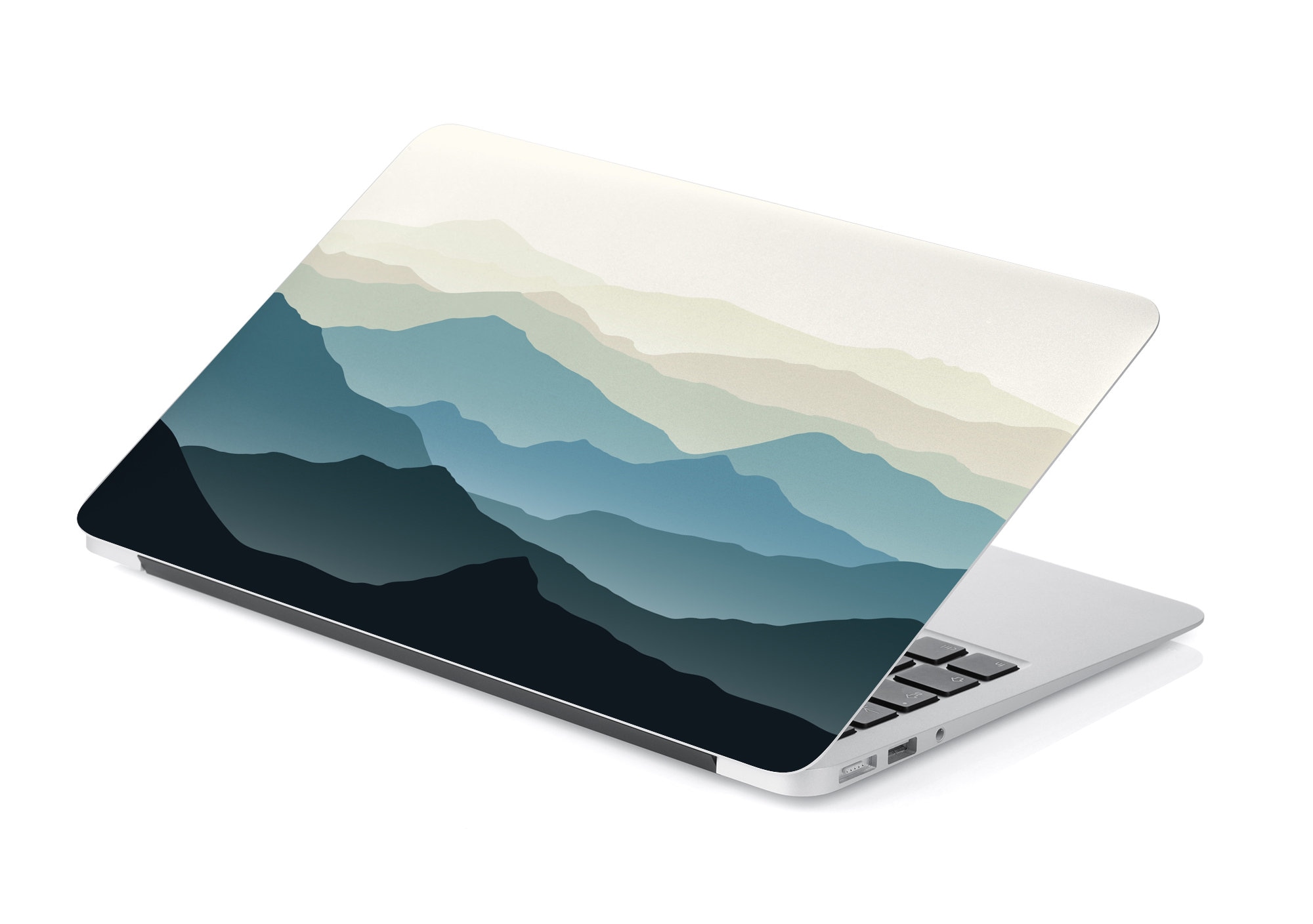 Mountain Haze Silhouette Illustration Laptop Skin, Macbook Skin, Computer Decal Sticker Full Coverage Laptop Skin