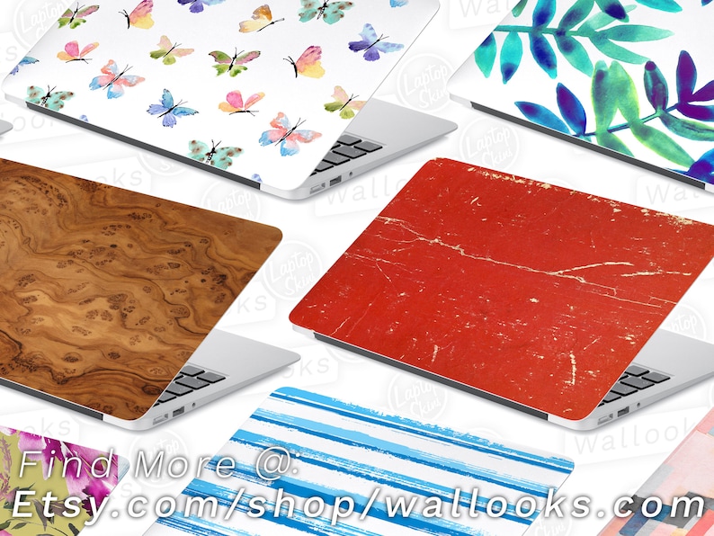 Macbook Skin Computer Decal Sticker Full Coverage Laptop Skin Vertical Stripe Abstract Watercolor Painting Laptop Skin