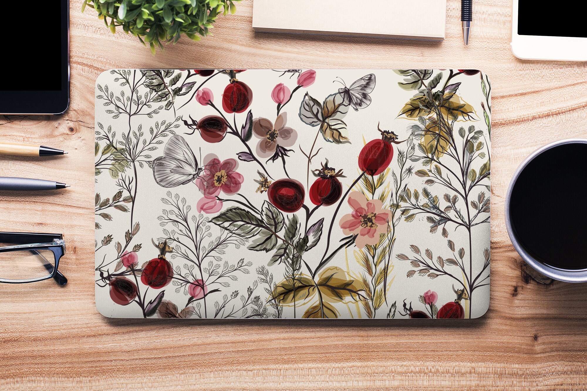 Classical Wildflowers Garden Butterfly UNIVERSAL Laptop Skin, Computer ...