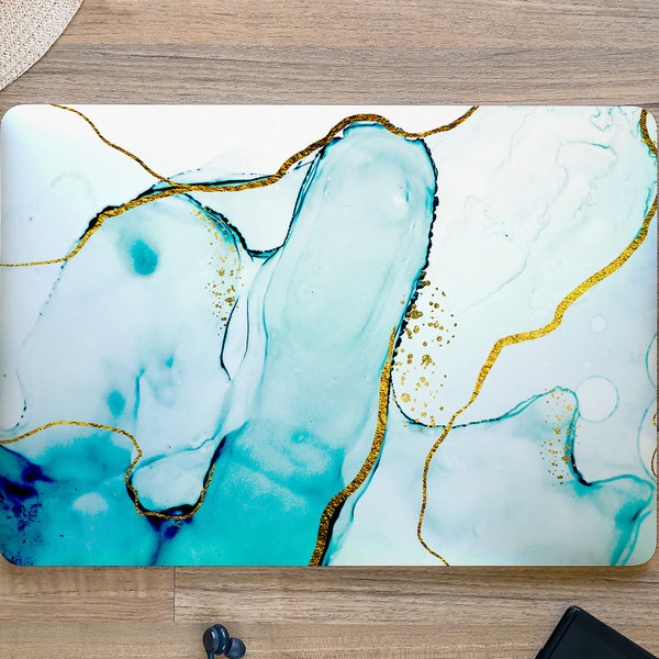 Blauer Marmor mit Gold Venen Closeup Laptop Haut, Macbook Haut, Computer Aufkleber Aufkleber voller Abdeckung Laptop Haut
